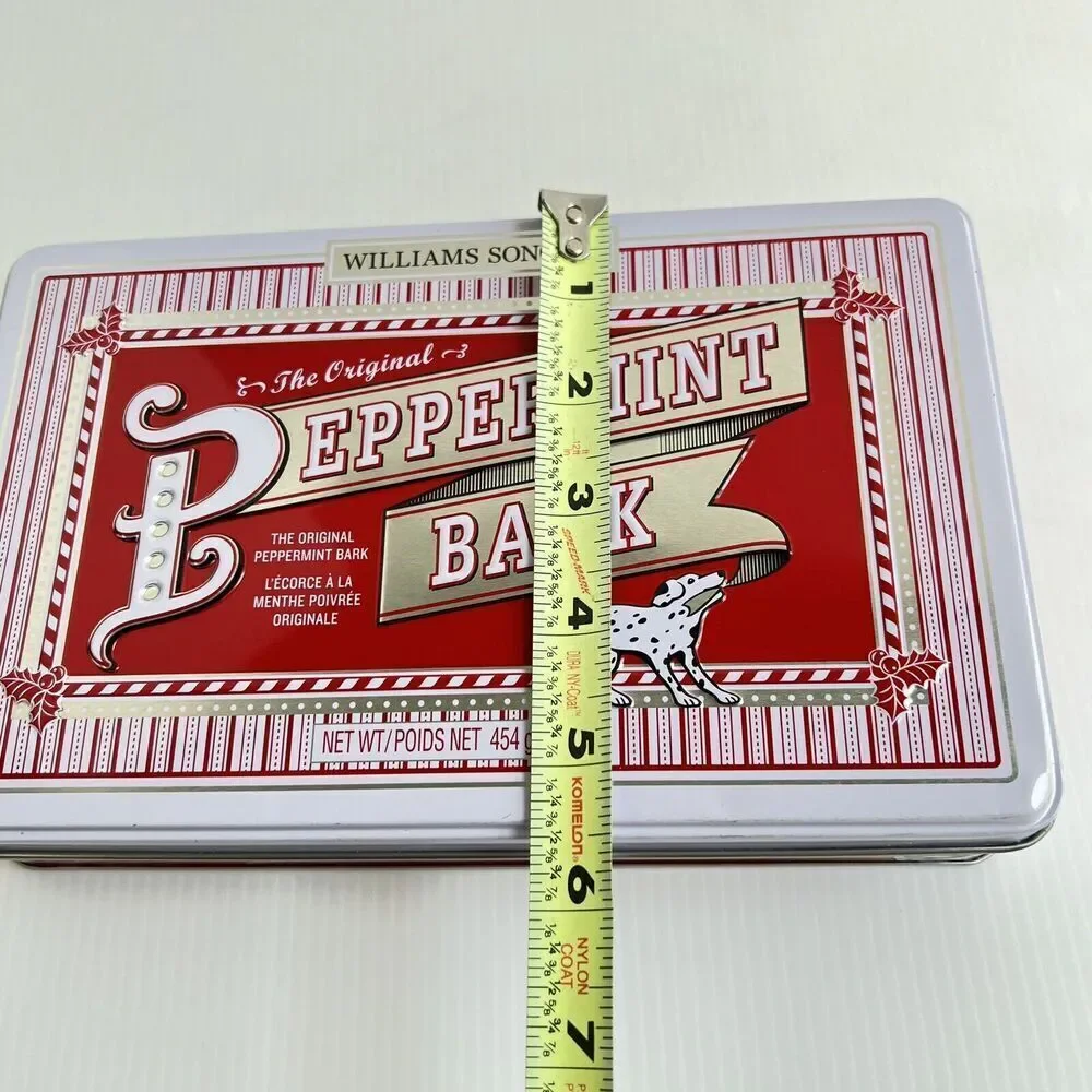 Collectible Williams Sonoma Peppermint Bark Tin with Lid Storage w Personality